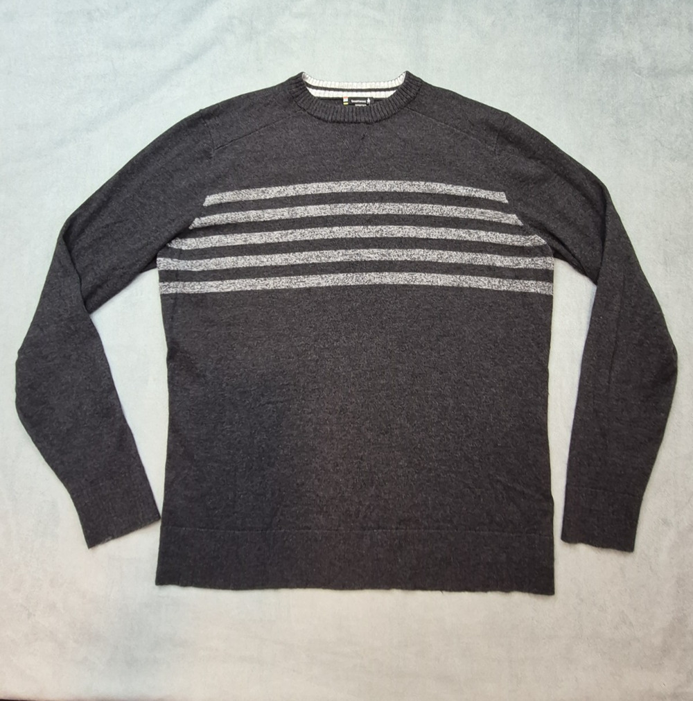 SmartWool Sweater Men Medium Gray Sparwood Crew Merino Wool Blend Outdoor Casual
